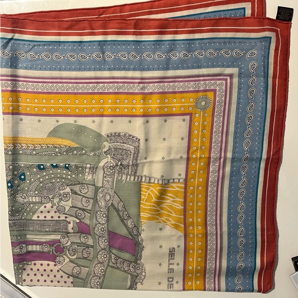 HERMES Carre 90 Story Blue Glacier Pink Multicolor Scarf Muffler H003875S Women' - Picture 4 of 4